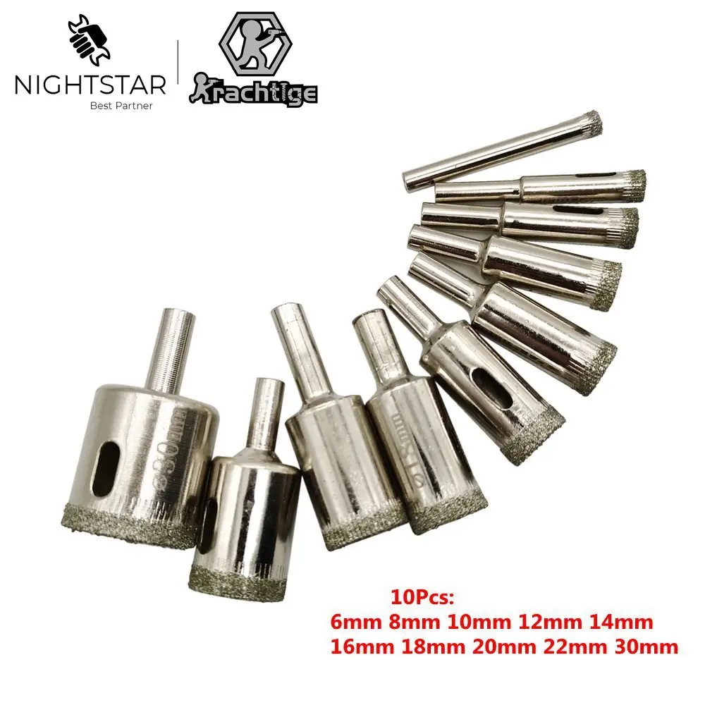 10Pcs Diamond Coated Glass Core Hole Drill Bits Set for Glass Tile Marble Concrete Ceramic 6 8 10 12 14 16 18 20 22 30mm diamond coated core drill 6 8 10 12 14 16mm diamond tile hole saw for glass marble granite brick tile ceramic porcelain concrete