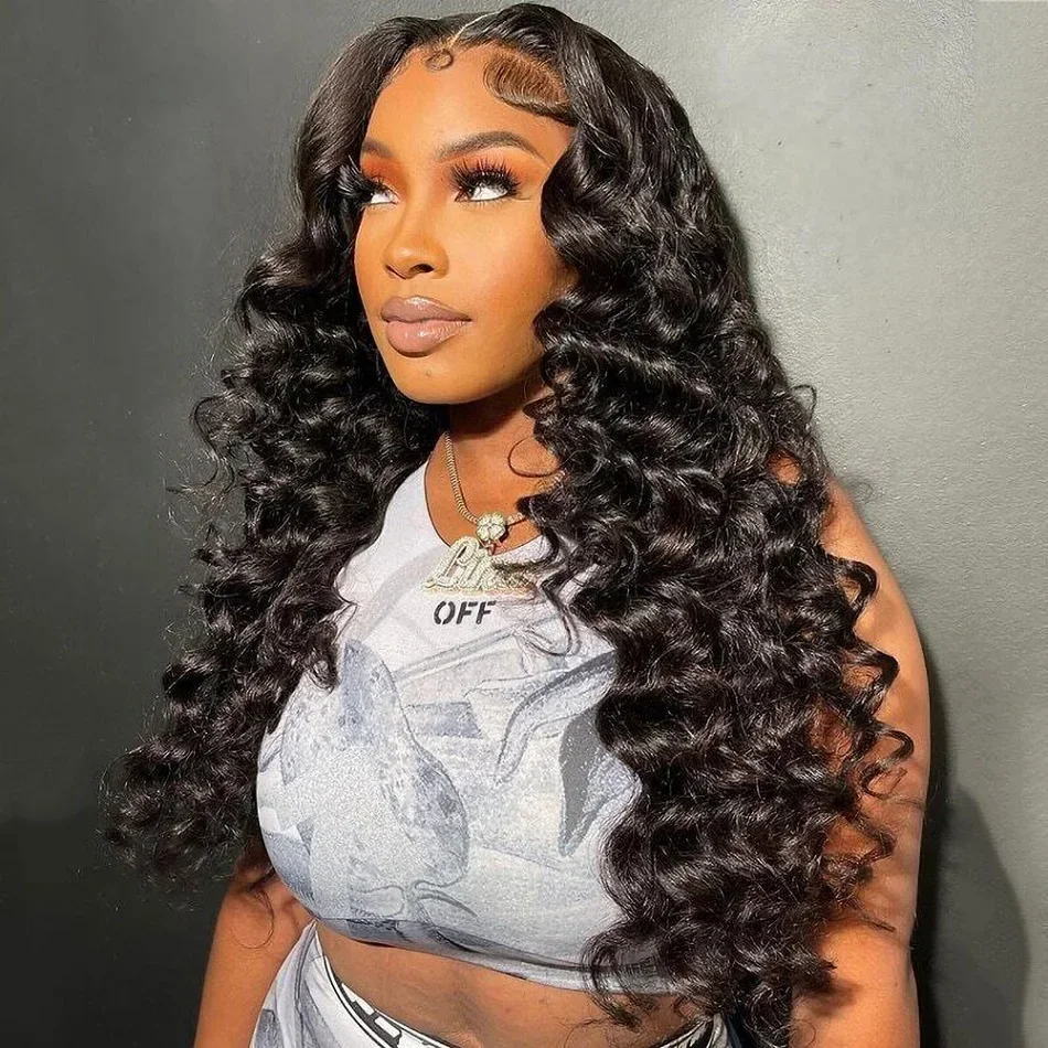 HD 13x6 Lose Naturwelle Lace Front Echthaarperücken 250 % Transparent 30 36 Zoll 13x4 360 Full Deep Water Wave Lace Frontal Perücken – Detail 13
