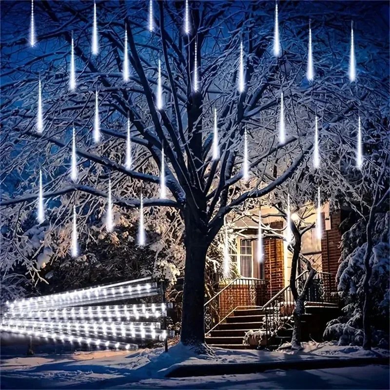 Description Picture 3 of item1/2/3/4 Set Outdoor Meteor Shower Rain LED Fairy String Lights Festoon Street Garland Christmas Decorations for Home New Year
