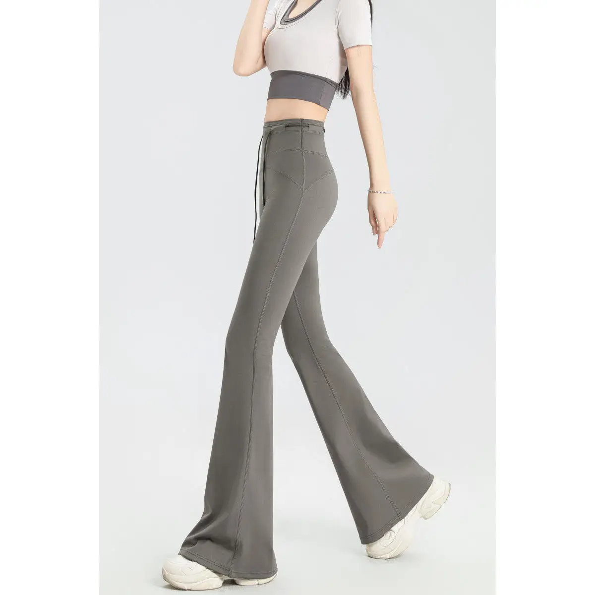 Open Crotch Outdoor Sex Pants Women Peach Hip Push Up Leggings Plus Size Sport Shark Bell-Bottom Yoga Fitness Wide Leg Trousers