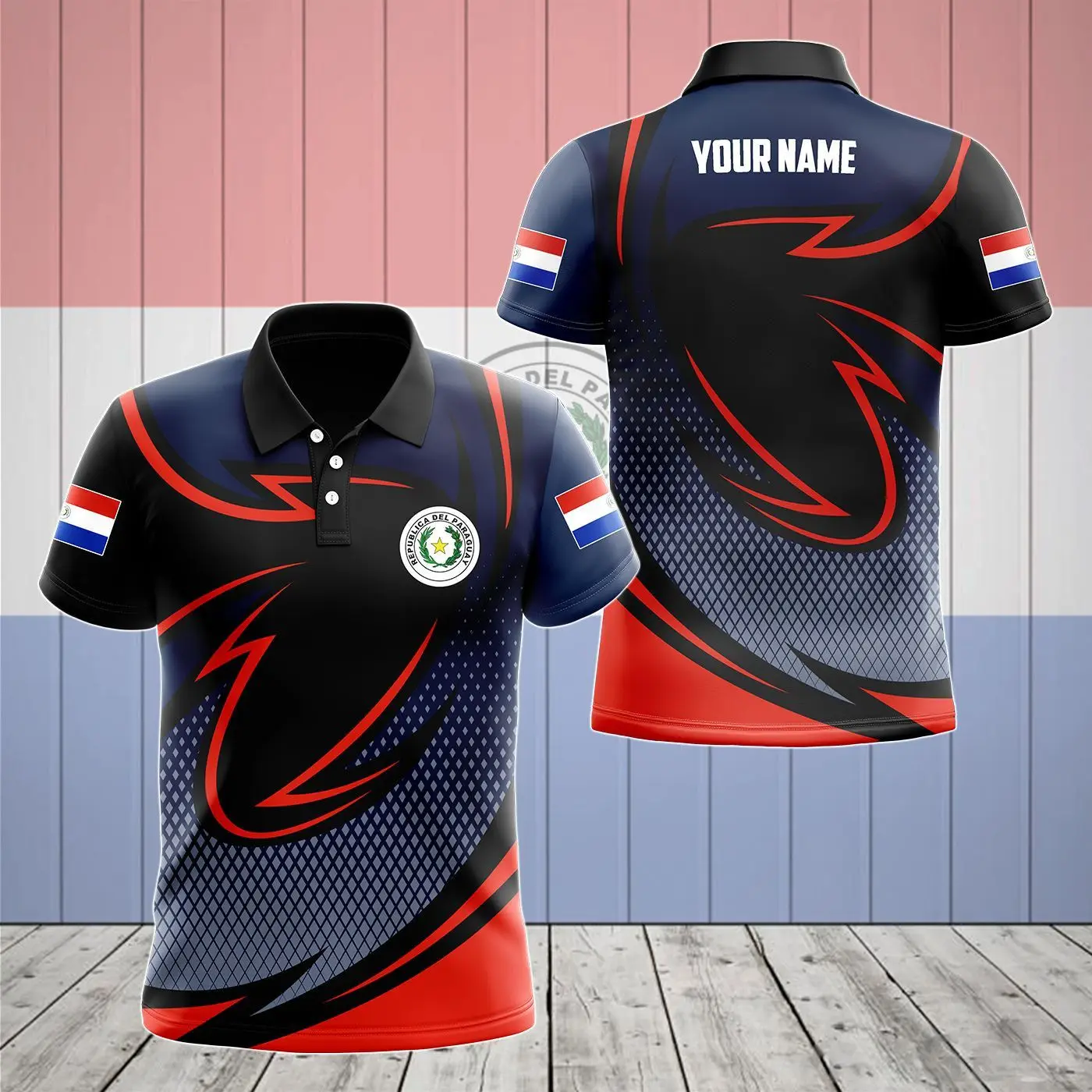 

Paraguay Flag & Coat of Arms Customized Polo Shirts Summer Casual Streetwear Men's Fashion Loose Jersey Plus Size Sportswear