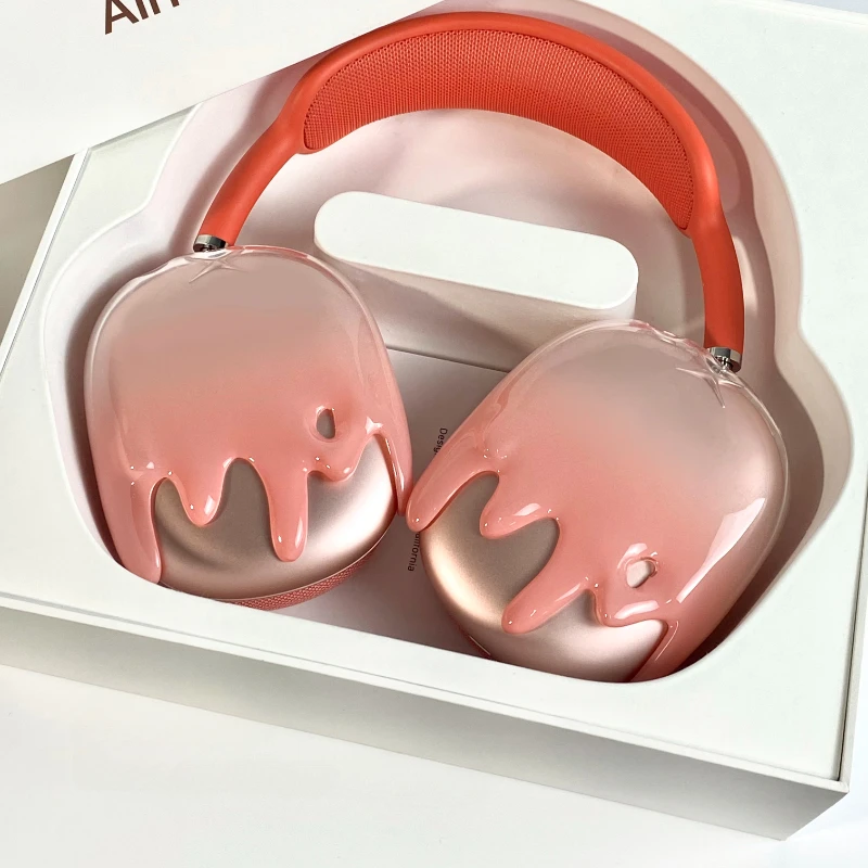 

Airpods Max, чехол для телефона, кораллово-красный, с жидким градиентом, украшение для наушников, креативные персонализированные 3D наушники из смолы, защита телефона y2k