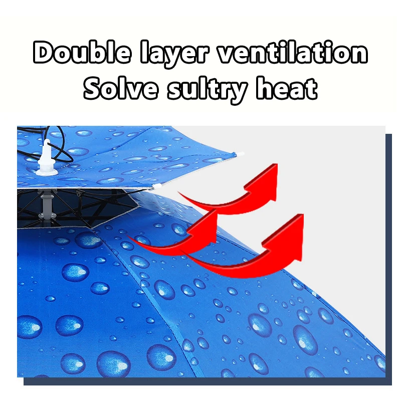 접이식 비 우산 모자, 태양 쉐이드, 방수 낚시 모자, 해변 머리 모자, 이중 레이어 UV 차단 자외선 차단제