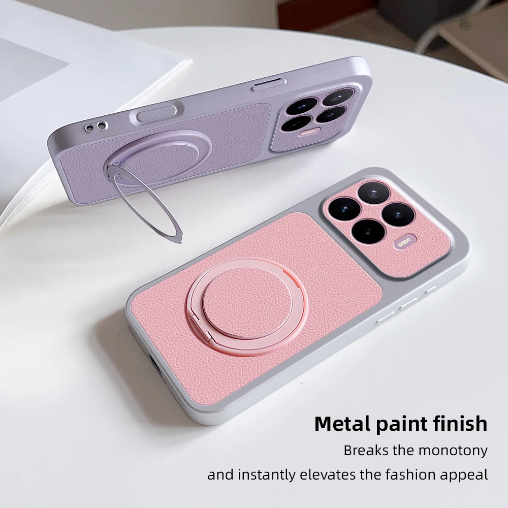 Luxury Leather Matte Magnetic Holder Stand Phone Case