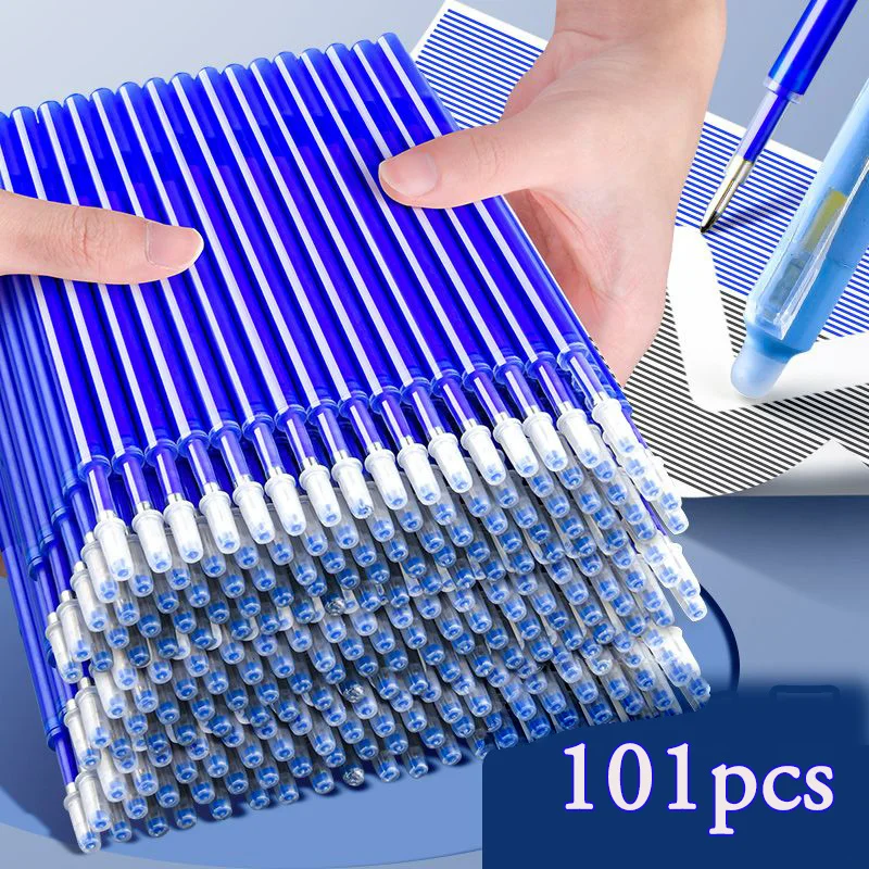 Erasable Pens Erasable Pen Refills 100pcs + 1 Eraser Black Blue Ink 0.5 Needle Tip