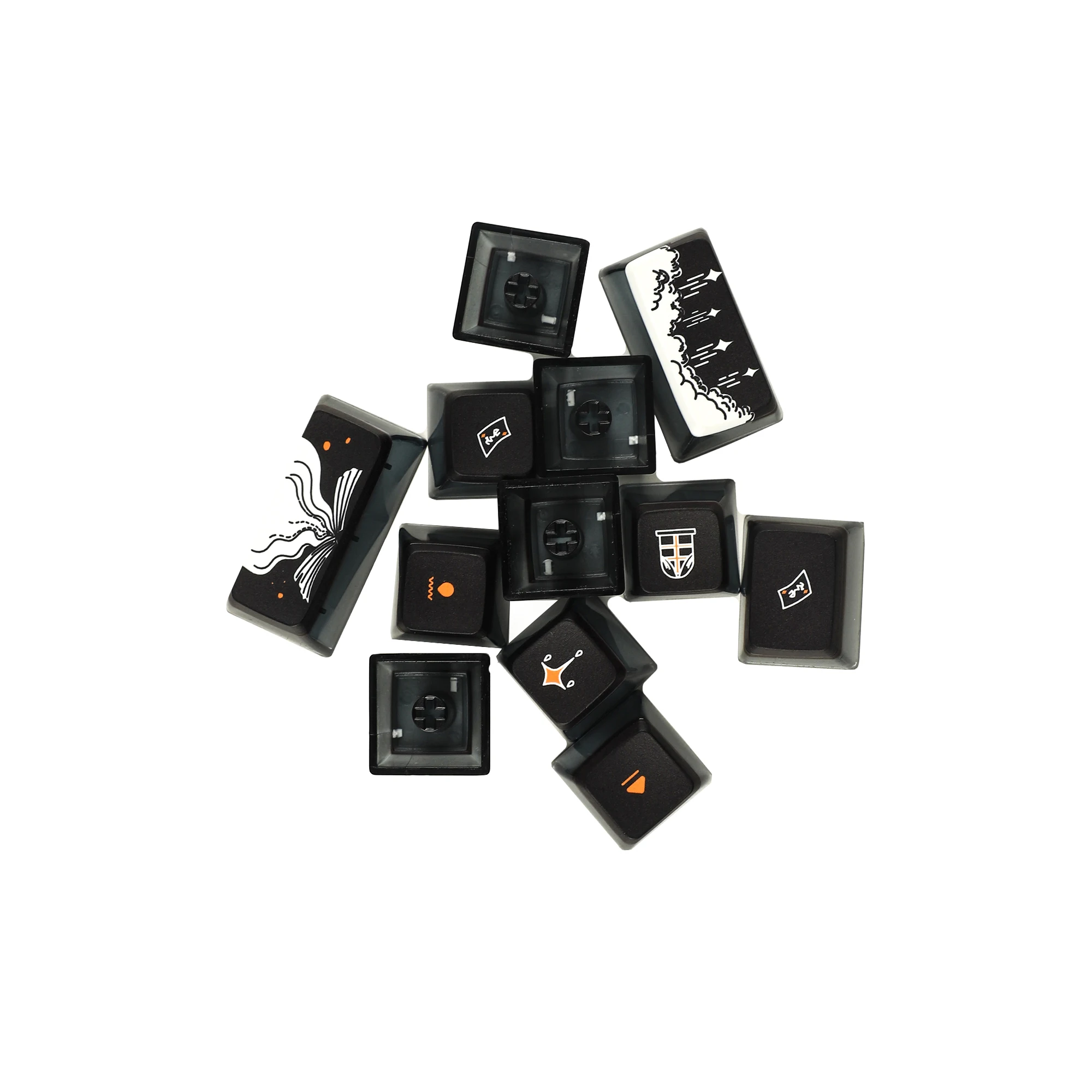 Ymdk-dark Fairy Tale Pbt Pudim Backlit Smoky Keycaps Asa Perfil de Teclado Mecânico mx 104 96 87 84 68 116 Teclas - Imagem 4