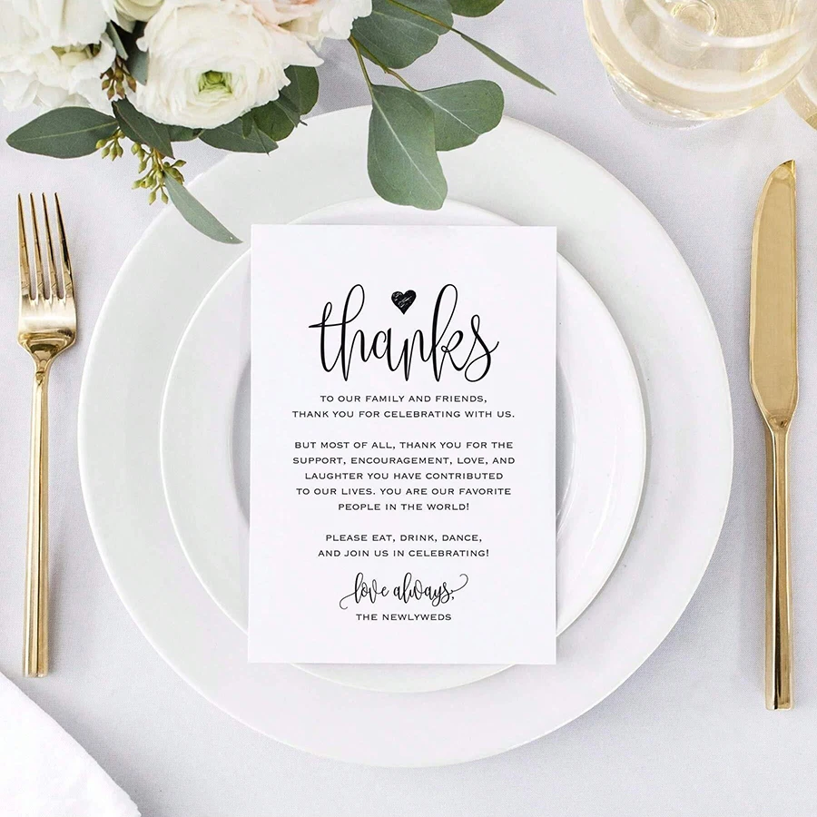 Thank You Postcards, Cards for Weddings, Receptions, Baby or Bridal Showers, Parties or Special Events, 4"x6" (50 Cards)