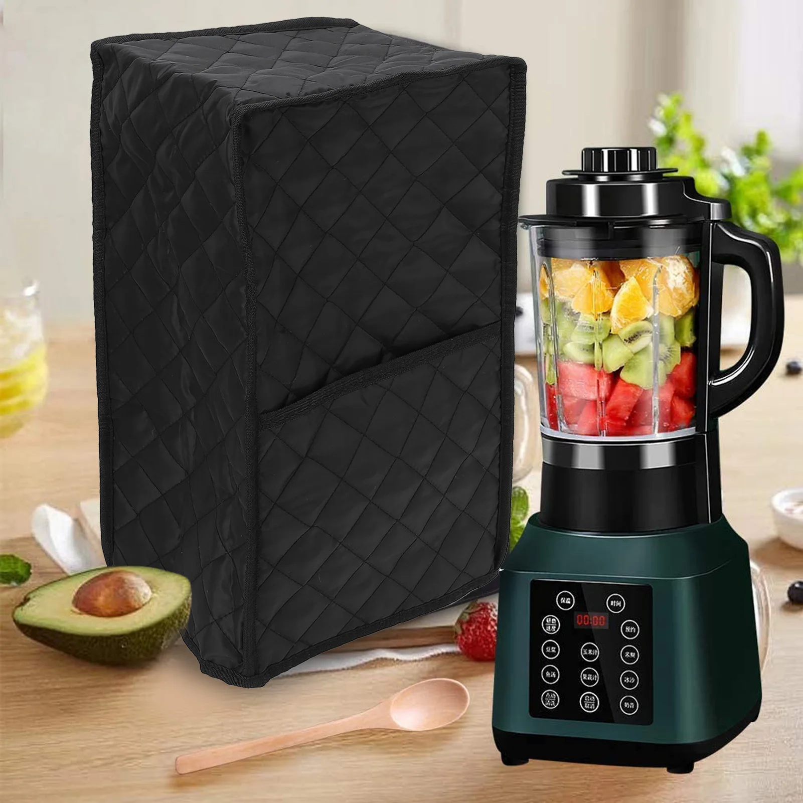 Kitchen Blender Dust Cover Black Quilted Fabric Blender Appliance Protector Covers For Food Processor