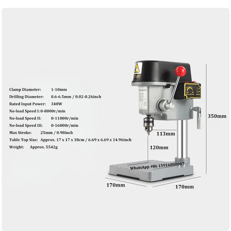 3-Speed Benchtop Drill Press Electric Bench Wood Drilling Machine for DIY Creation Small and Precise Work 3