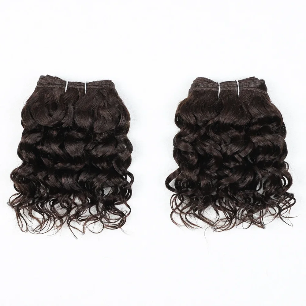2pcs Short Curly Hair Bundles Brazilian Hair Weave Bundles Human Extension Human Short Curly