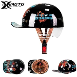 Retro Half Scooter Helmet Baseball Cap Safety For Motorbike Vintage Electric Cycling Motorcycle Helmets Size Higher Quality