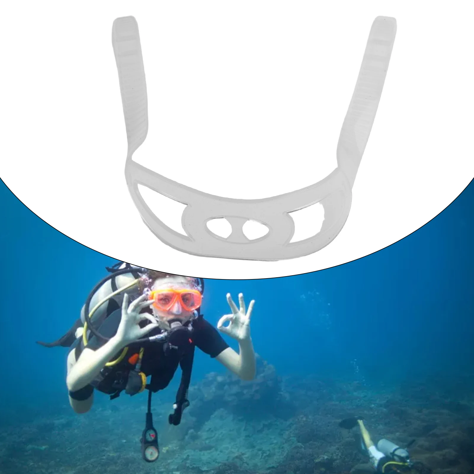 

21.7*0.8in Silicone Scuba Diving Snorkeling Face Guard Strap White Adjustable Swimming Glasses Strap Diving Accessories For Swim