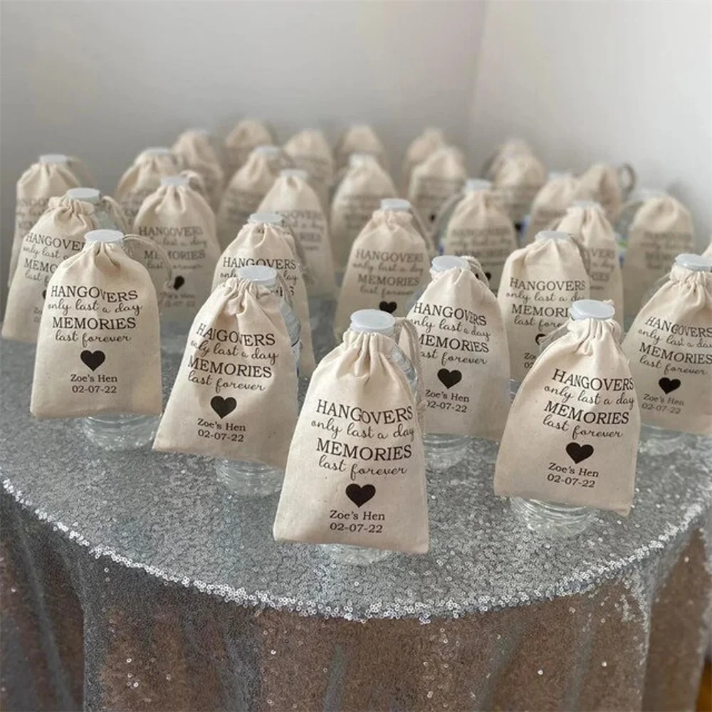 20PCS Hangover Kit Bags Wedding Gifts For Guests Holder Bag Bachelorette  Hen Party Supplies Cross Cotton Linen Gift Bags - AliExpress
