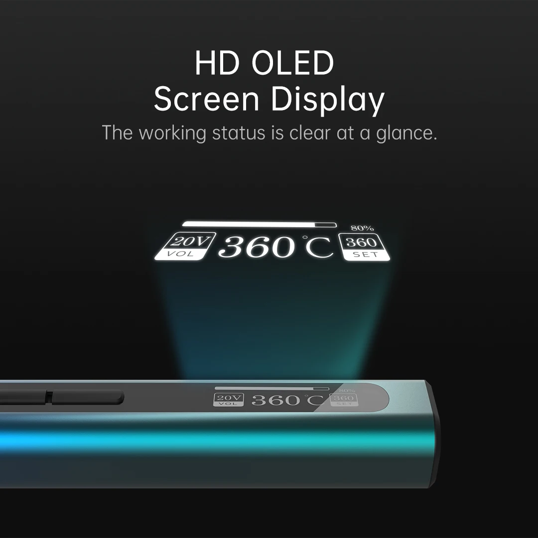 휴대용 스마트 미니 전기 납땜 인두 OLED 디스플레이 C타입 잭, 용접 도구, HS-01 B2 BC2 BC3 ILS KR K65 팁, RGS65