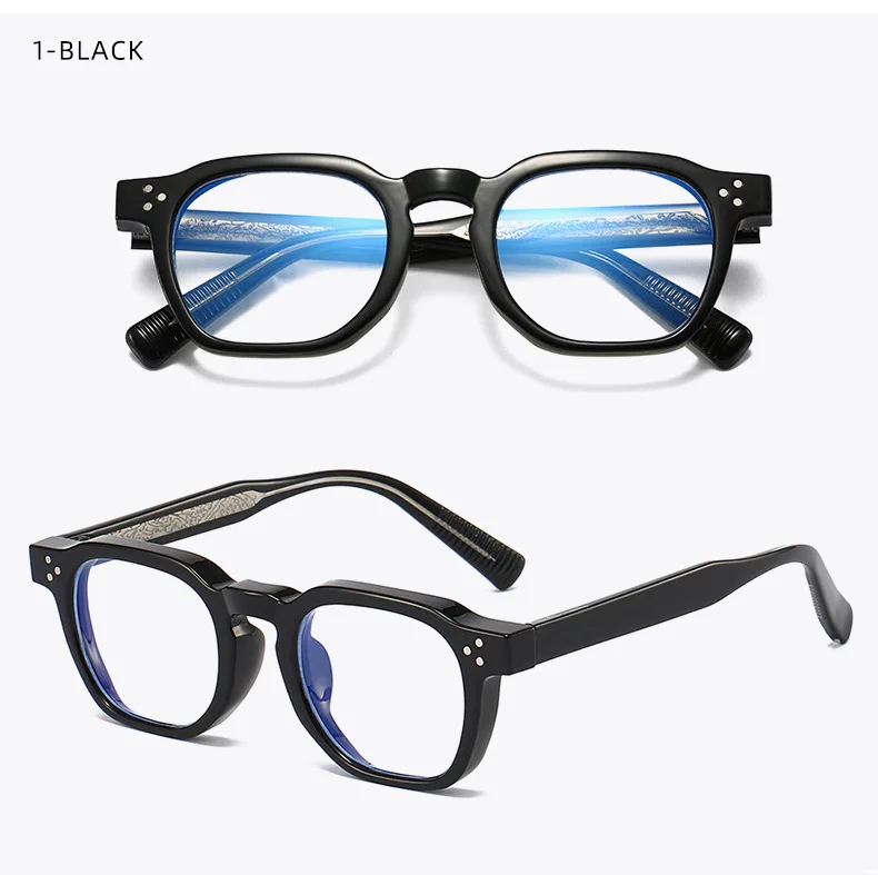 Vintage-Brille mit blauem Licht blockierend – dicke quadratische Rahmen mit Acetat-Inlay und Metallstiften | Künstlerischer Unisex-Stil – Detail 9