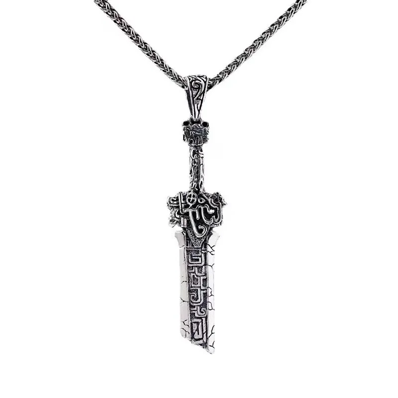 QEENKISS 925 Sterling Silver Necklace Pendant For Women Men Vintage Broken Sword Sweater Pendant Fine Jewelry Party Gift PT611