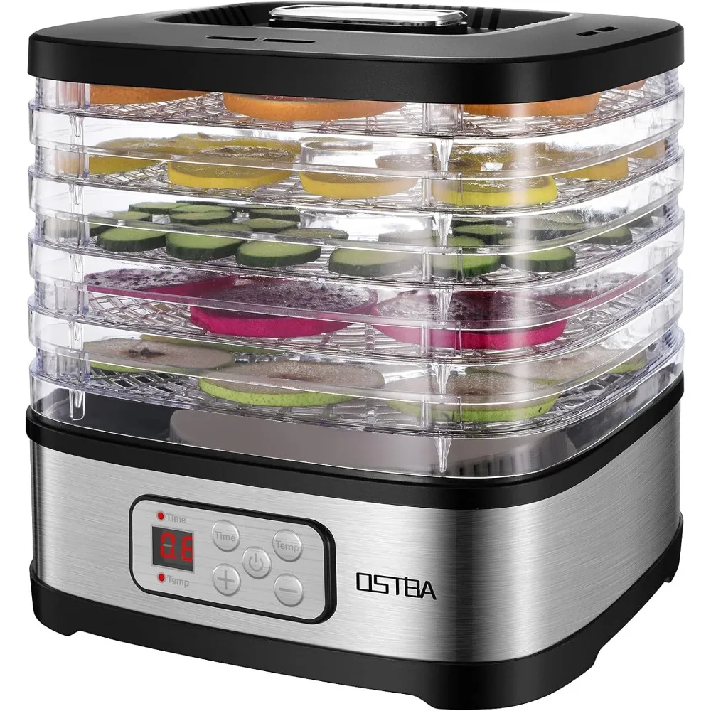 Food Dehydrator Machine Adjustable Temperature & 72H Timer, 5-Tray Dehydrators for Food and Jerky, Fruit, Dog Treats
