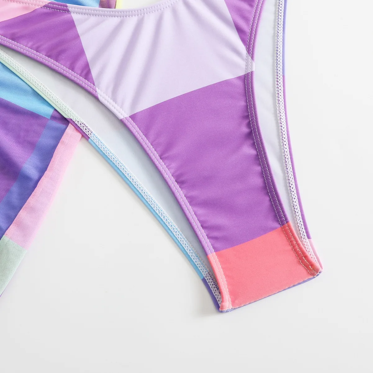 Girls 3pack Color Blocks Bikini Sets Kids Swimsuit&skirts 7-12 Years Children's Swimwear Teens Smocked Bathing Suit Purple