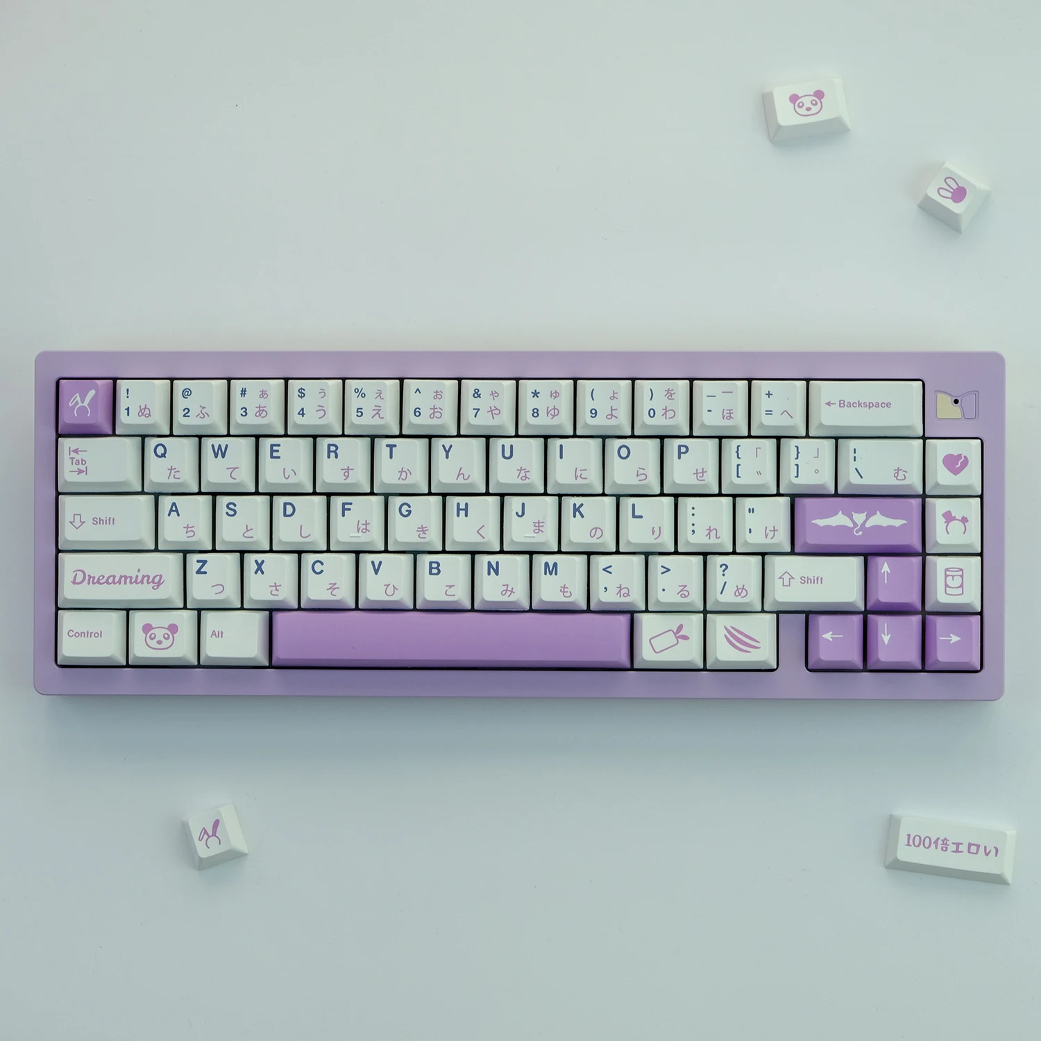 

158 Keys Purple White Girl Keycaps Cherry Profile PBT Dye Sublimation Mechanical Keyboard Keycap For MX Switch ISO Enter