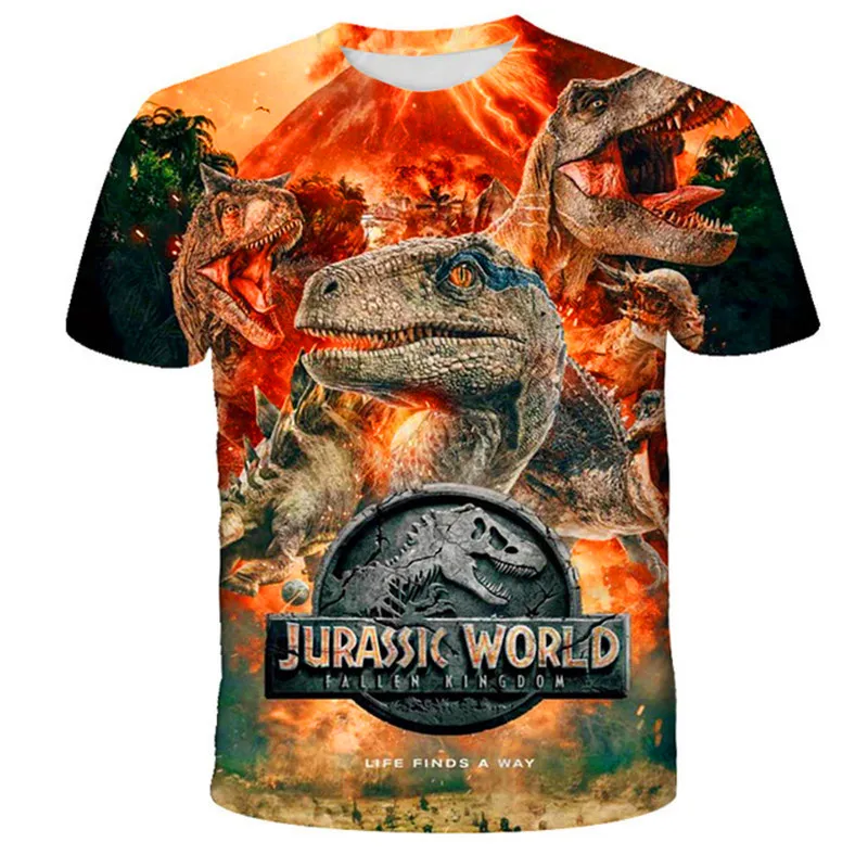 

Kids Jurassic Park Fashion dinosaur T Shirt Summer Cartoon 3D Printed Boys Girls Short Sleeve Boy Casual dinosaur Clothing