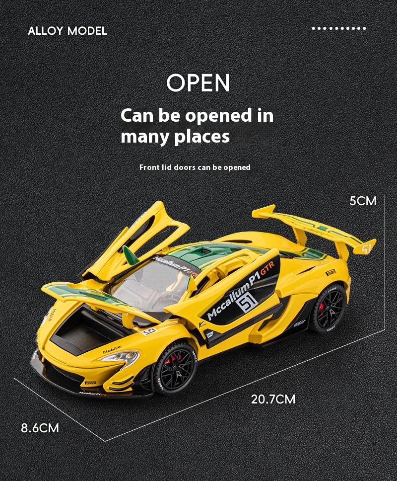 1:22 Mclaren P1 Gtr Supercar Alloy Metal Diecast Model Car Sound &Amp; Light