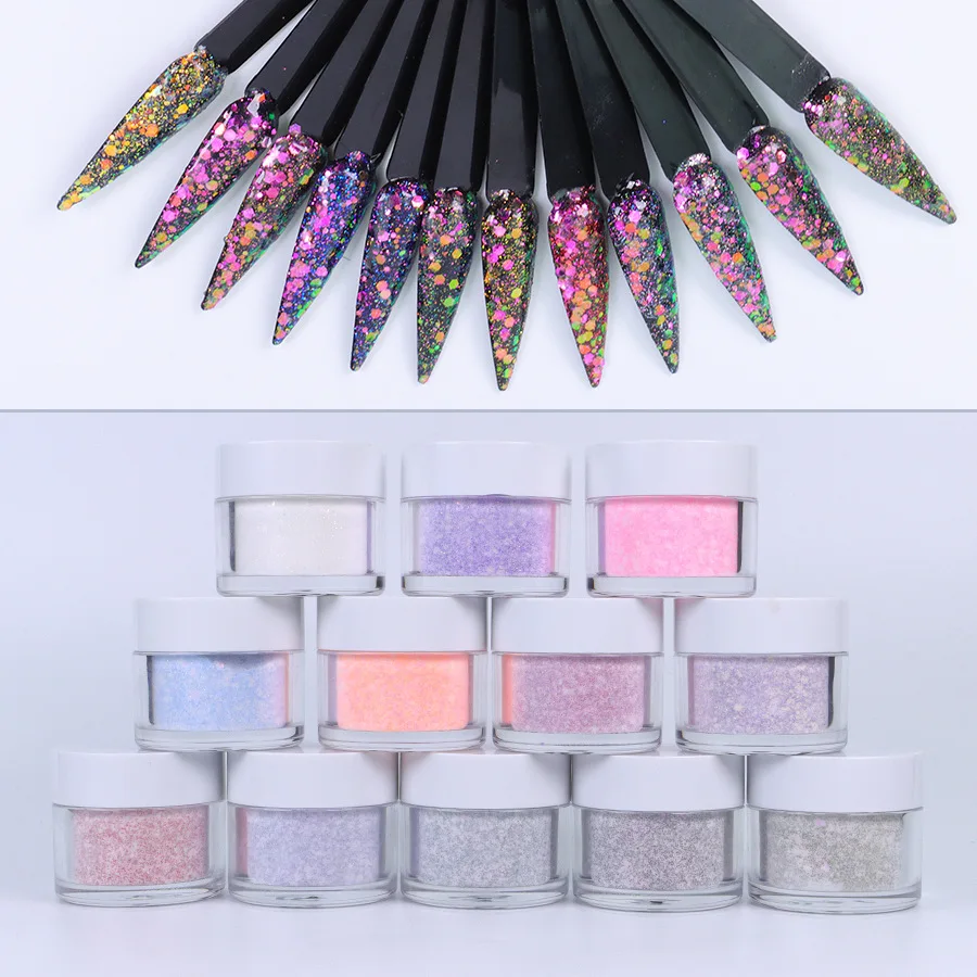 Глиттер для дизайна ногтей 10 г смешанный порошок инфильтрации дизайн удлиненный