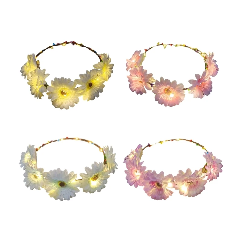 

Glowing Wreath Hair Hoop Wreath Flower LED Headband Summer Headwear Dropshipping