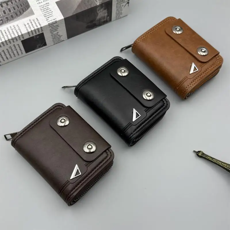 Portafogli Portatili Retrò da Donna in Morbida Pelle PU, Portamonete Multi-Card, Porta Biglietti da Visita, Borsa Corta con Cerniera per Carte - immagine 5