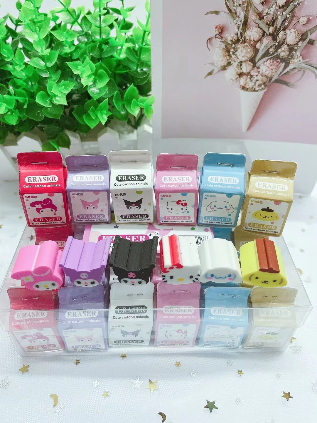 

Sanrio Cute Eraser Kuromi Melody Cartoon Shape Eraser Student Stationery Reward Points Small Gift Kawaii Cleavable Eraser