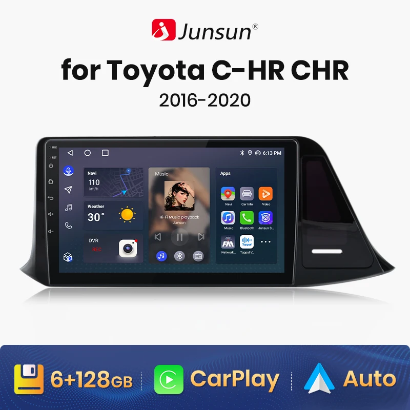 

Junsun V1 AI Voice Wireless CarPlay Android Auto Radio for Toyota C-HR CHR 2016 2017 2018 2019 2020 4G Car Multimedia GPS 2din