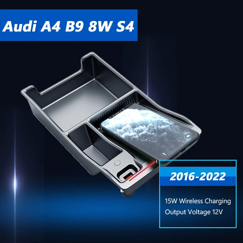 Cargador inalámbrico para coche Audi A4 B9 S4 A4L A5 S5, caja de almacenamiento, encendedor de cigarrillos, instalación de teléfono de carga rápida| | - AliExpress