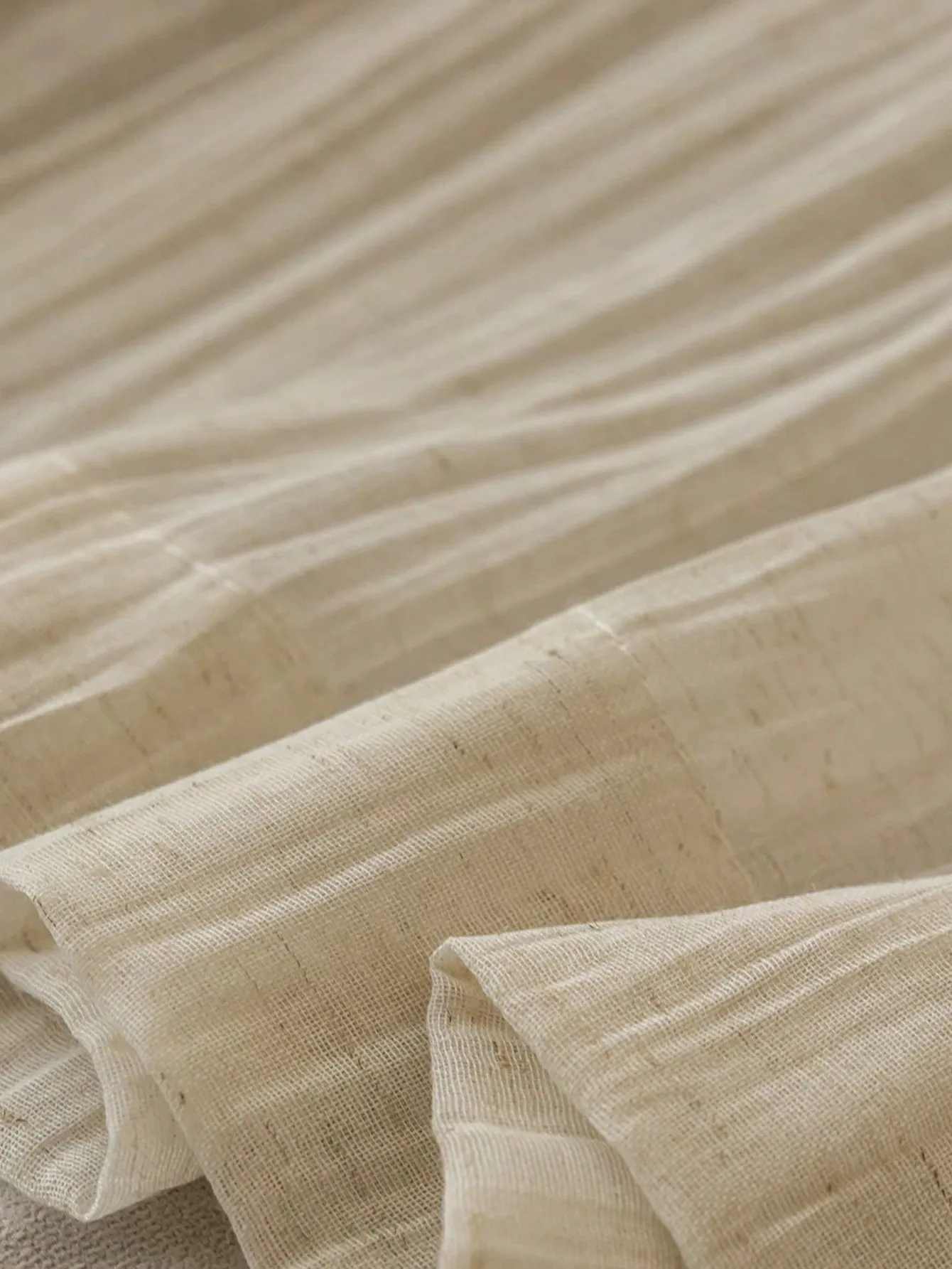 Linen Semi Shading Curtains – Japanese Style Thickened Linen Panels for Bedroom & Living Room