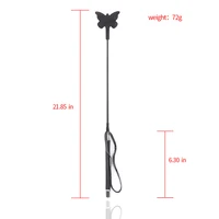 55CM Black Silicone Butterfly Shaped Top Long Straight Whip Riding Crop Flogger Paddle Slapper Horse Training Dressage Whips 2