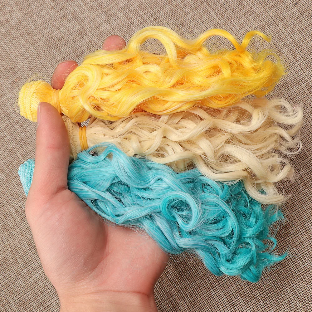 15*100cm Doll Hair High-Temperature Curly Wigs 1/6 1/4 1/3 Doll Mini Tresses Fashion Screw Periwig DIY Toy Toupee Accessories