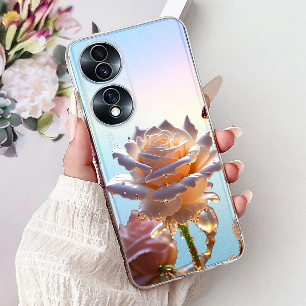 Clear Aesthetic Cute Cat & Flowers Soft Phone Case - Fashionable and Fun Design