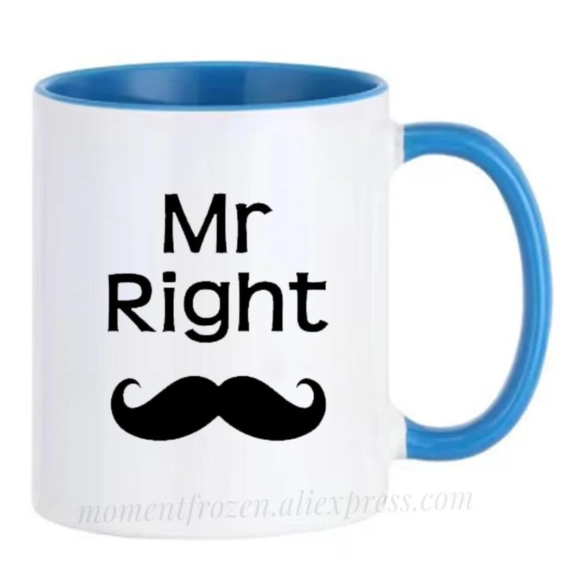 

Mr Right Couples Wife Husband Cups Tea Mugs Coffee Mugen Unique Design Milk Tableware Coffeeware Home Office Decal Friends Gifts