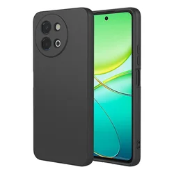 Enhanced Liquid Silicone Rugged Armor Case with Microfiber Lining for Vivo Y58 5G (Black)