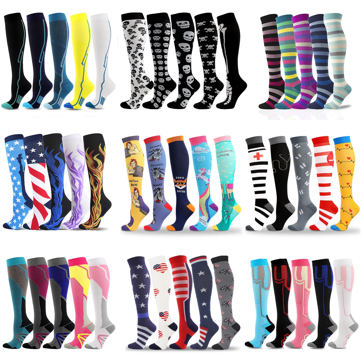

MOJITO 5 Pairs/Set Unisex Compression Socks Nursing Nylon Original Ultra Marathon Crossfit Stockings Women Men Funny Socks