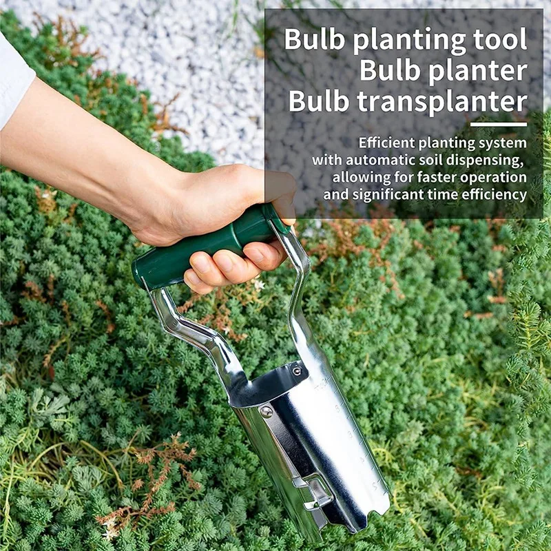 1 Set Stainless Steel Bulb Planter Hand Dibber Garden Tool Seed Planter Tool With Depth, For Planting Steel