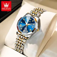 OLEVS-Montre-bracelet à quartz étanche en acier inoxydable pour femme, montre-bracelet en diamant, miroir losange élégant, marque supérieure, originale 1
