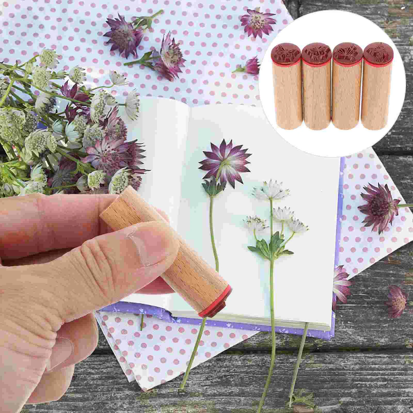 

4 Pcs Decorate Wooden Seal Student Use Vintage Photo Albums Sealing Wax Sticks Diary Planner Stamp