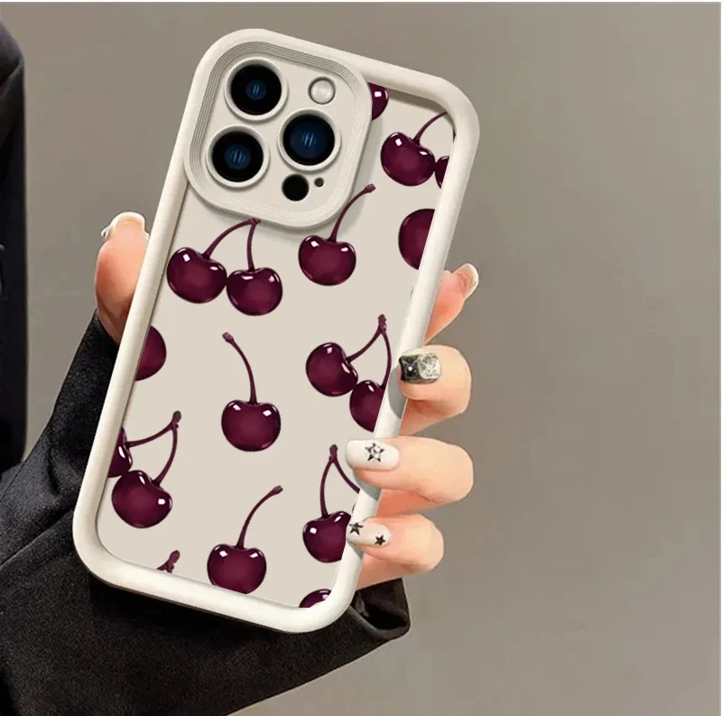 Vintage Burgundy Cherry Phone Case with Soft Bumper Cover