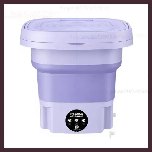 8L Folding Portable Washing Machine Big Capacity with Spin Dryer Bucket for Clothes Travel Home Underwear Socks Mini Washer