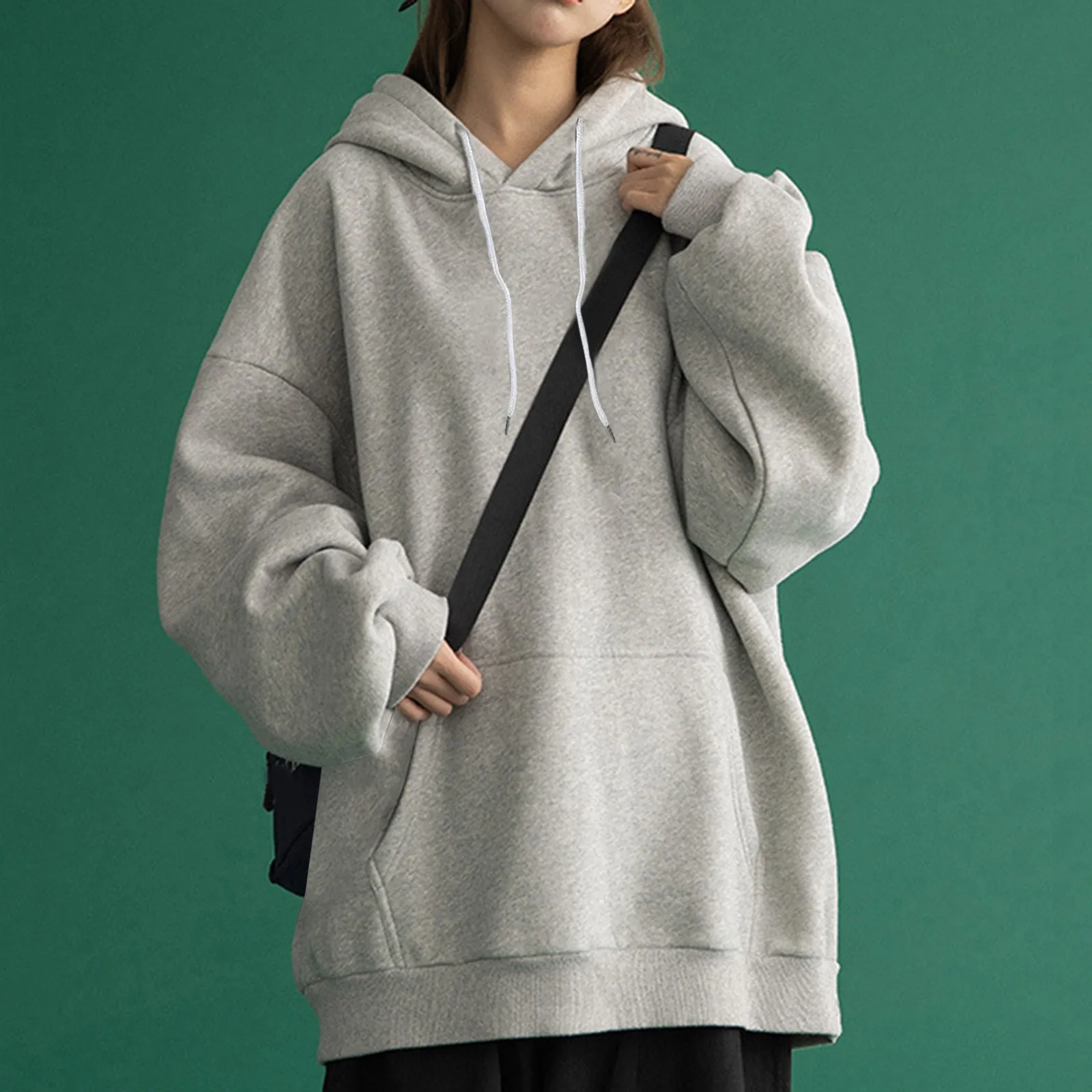 Hooded Sweater Oversized Women Long Sleeve Hoodies Korean Solid Pullover Ladies Sweatshirts Japanese SuéTer Female Hoody Coat