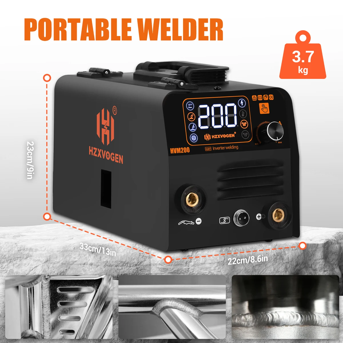 HZXVOGEN 3 in1 MIG/TIG/MMA Semi-Automatic Welding Machine HVM200 Inverter Welder Synergy Tool Non Gas For Gasless Iron Soldering — view 2
