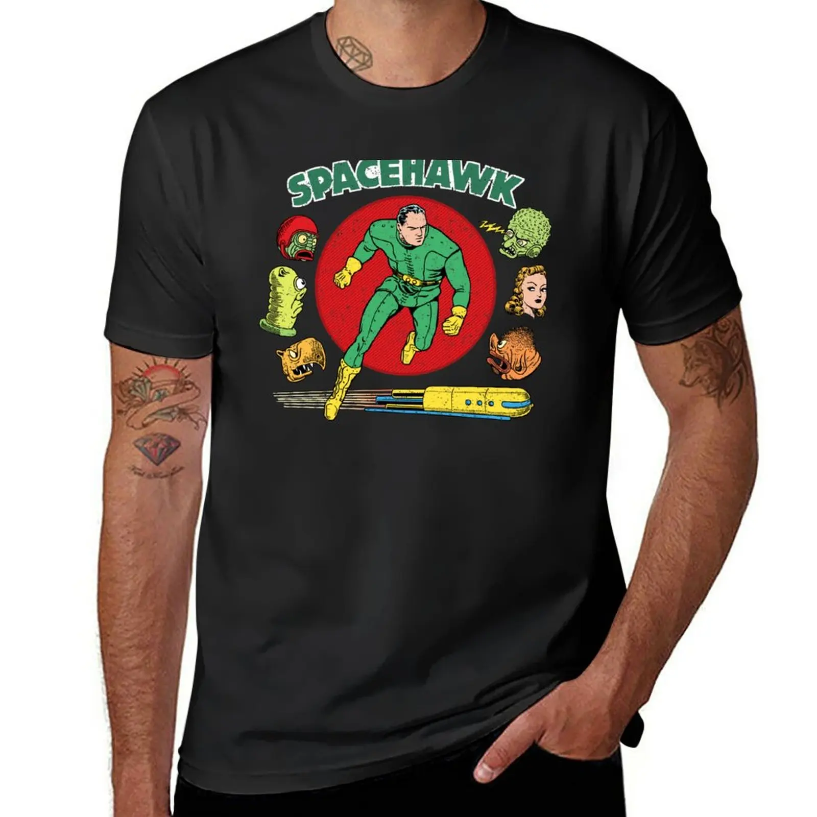 

New Spacehawk Vintage Art T-Shirt tees oversized t shirts Aesthetic clothing heavy weight t shirts for men