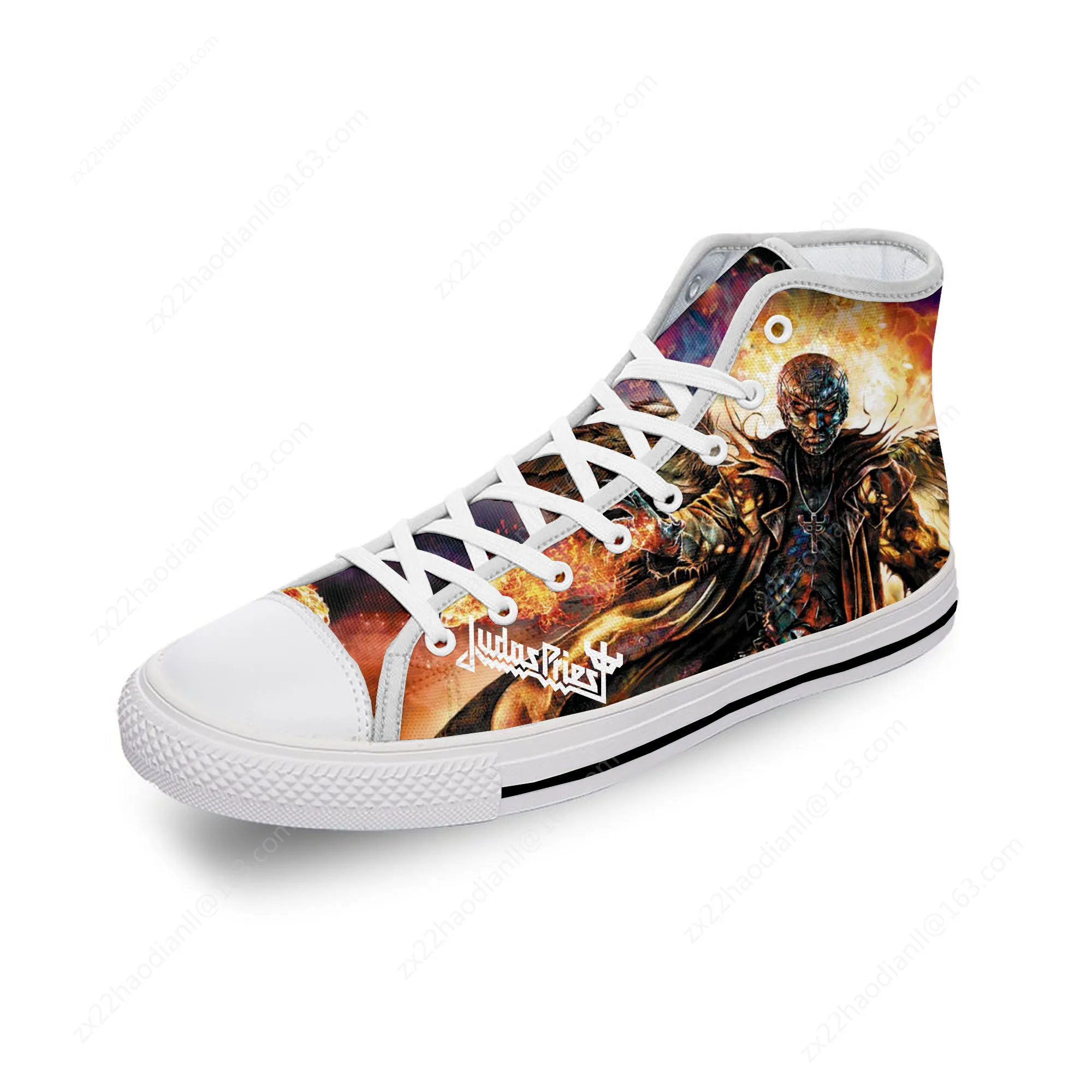 Judas Priest Rock Band Metal White Cloth 3D Print High Top Canvas Fashion Shoes Men Women Lightweight Breathable Sneakers