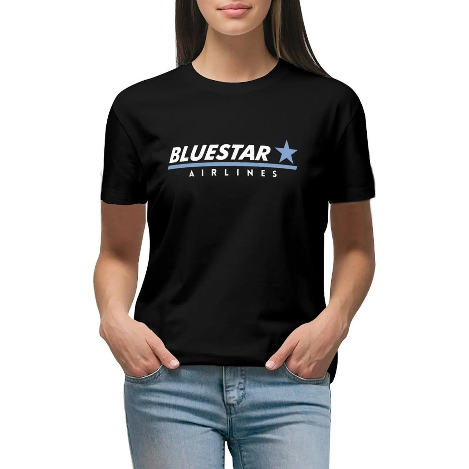 

Bluestar Airlines T-shirt oversized female workout shirts for Women loose fit