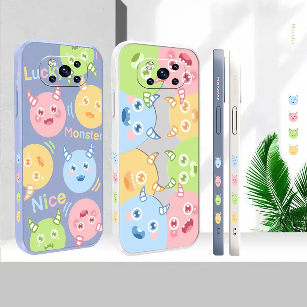 Custodia Per Telefono Per Xiaomi Pcoo F3 M3 X2 X3 M4 Gt 6X 8 Cc9 Cc9E Mix 2 2S 3 4 Black Shark 3 4 5 Pro Super Cute Little Monster Cover