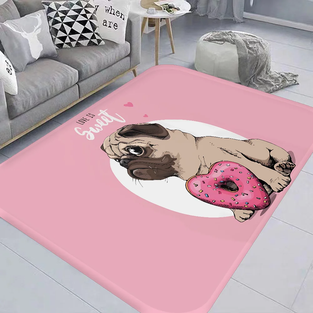 Lovely Pug Dog Hallway Carpet Washable Non-Slip Living Room Sofa Chairs Area Mat Kitchen Doormat Area Rug 6